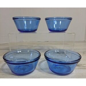 Anchor Hocking Cobalt Blue 6 OZ. Custard Cups Dessert Bowls Ramekins Set of 4